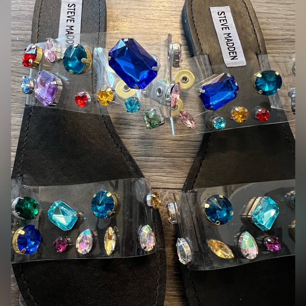 Steve Madden Clear Lucite Shani Jewel Sandals - 9.5 - Picture 6 of 6